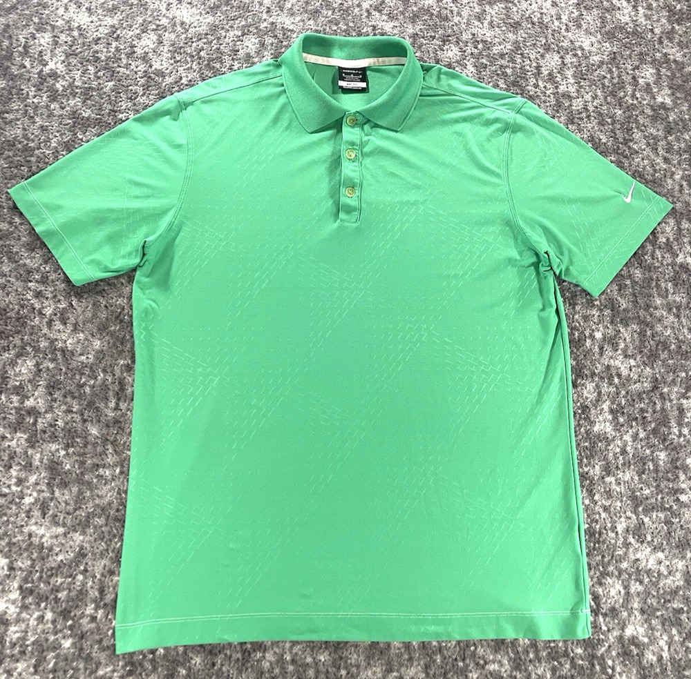 Nike Golf Dri Fit Men's Tour Performance Green Short Sleeve Polo Logo Size M